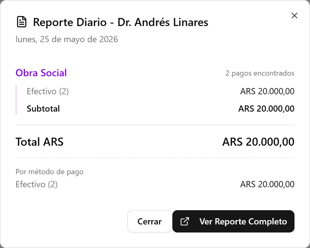 Diálogo de reporte diario